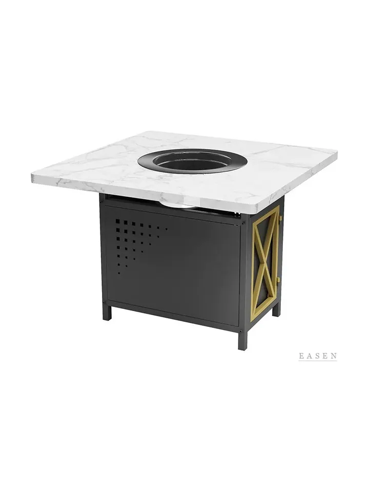 Gold X-Door Hotpot Table — Restaurant Table