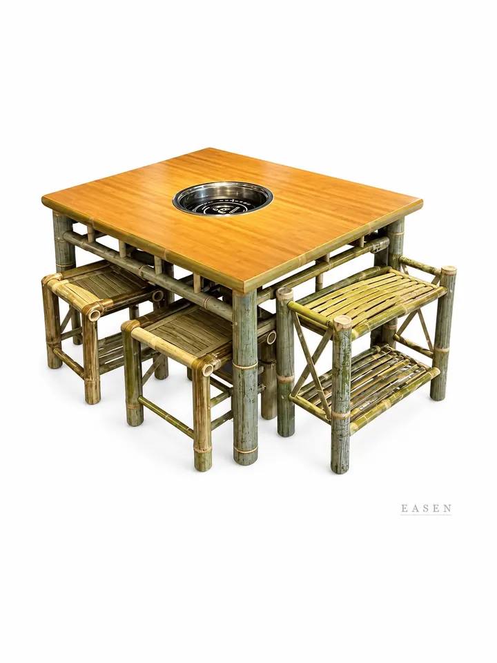 Bamboo Stool Hotpot Set — Restaurant Table