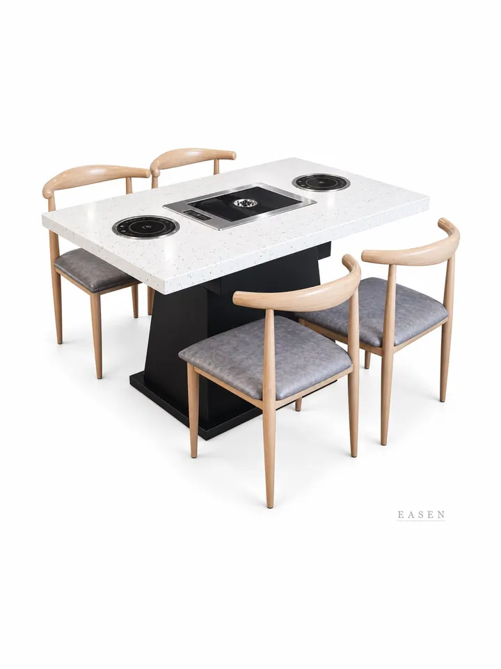 Three-Burner Long Hotpot Set — Restaurant Table