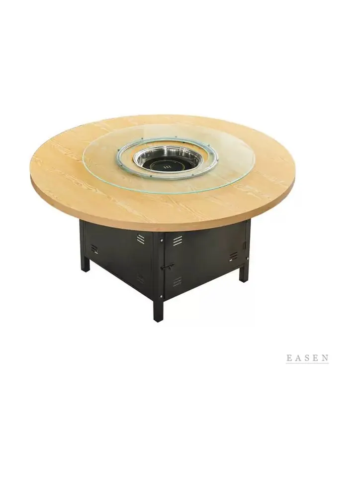 Light Wood Lazy-Susan Hotpot Table — Restaurant Table