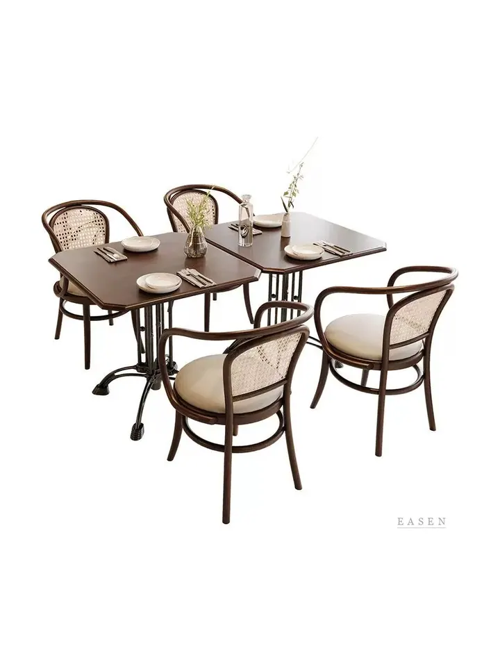 Cast-Iron Cane Armchair Dining Set — Restaurant Table