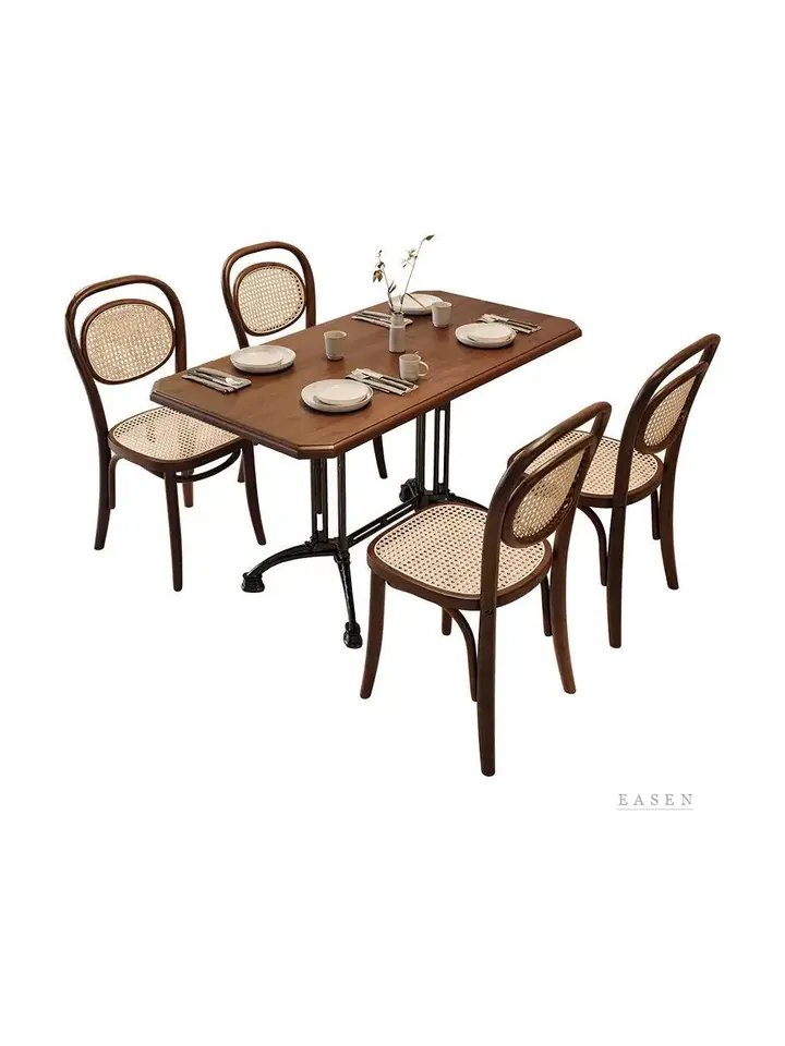 Cast-Iron Oval Cane Dining Set — Restaurant Table
