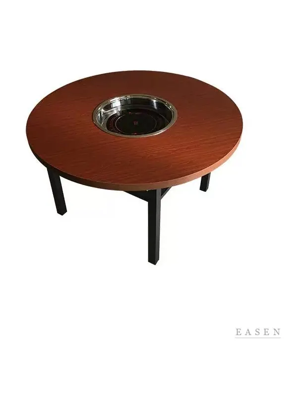 Walnut Round Hotpot Table — Restaurant Table