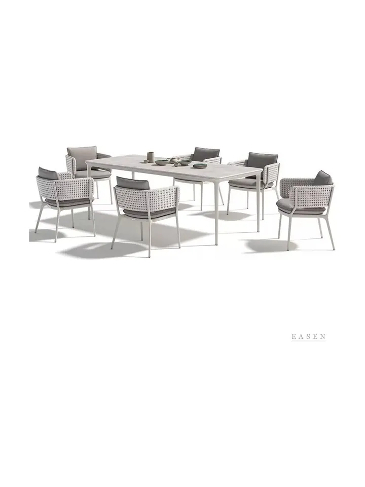 Outdoor Rope-Woven Dining Set — Restaurant Table