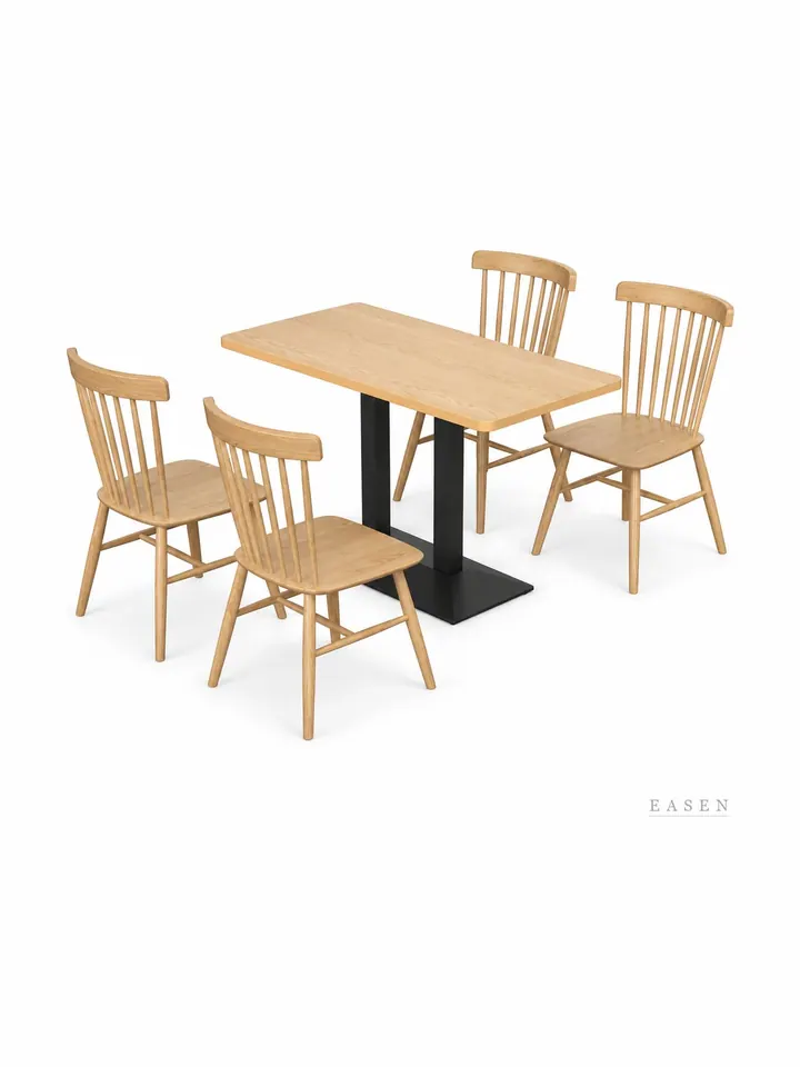 Spindle-Back Oak Dining Set — Restaurant Table