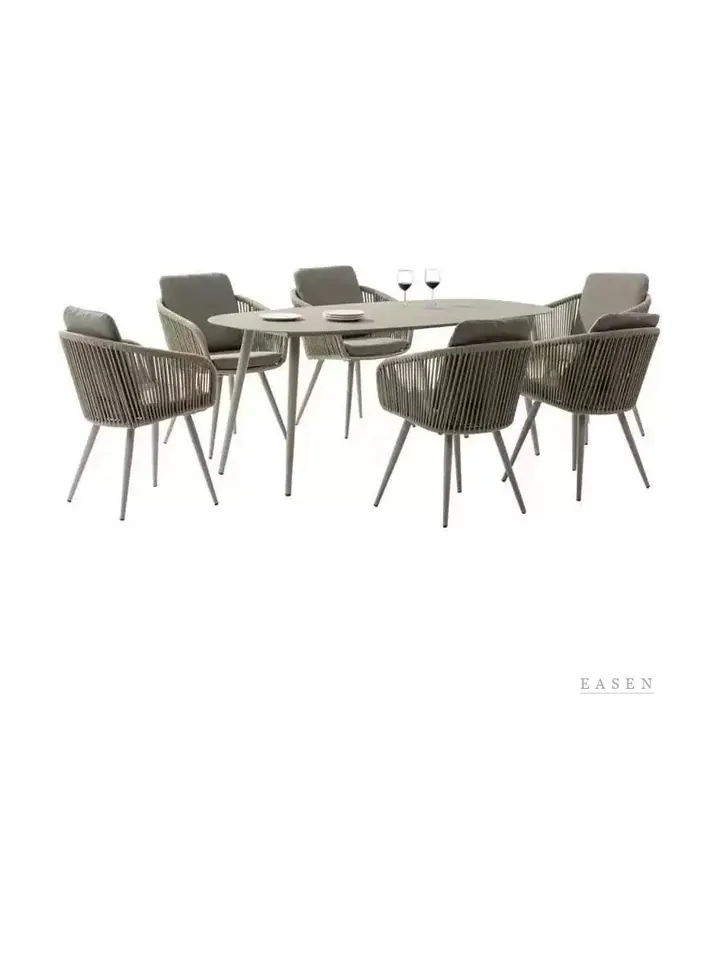 Oval Outdoor Rope Dining Set — Restaurant Table