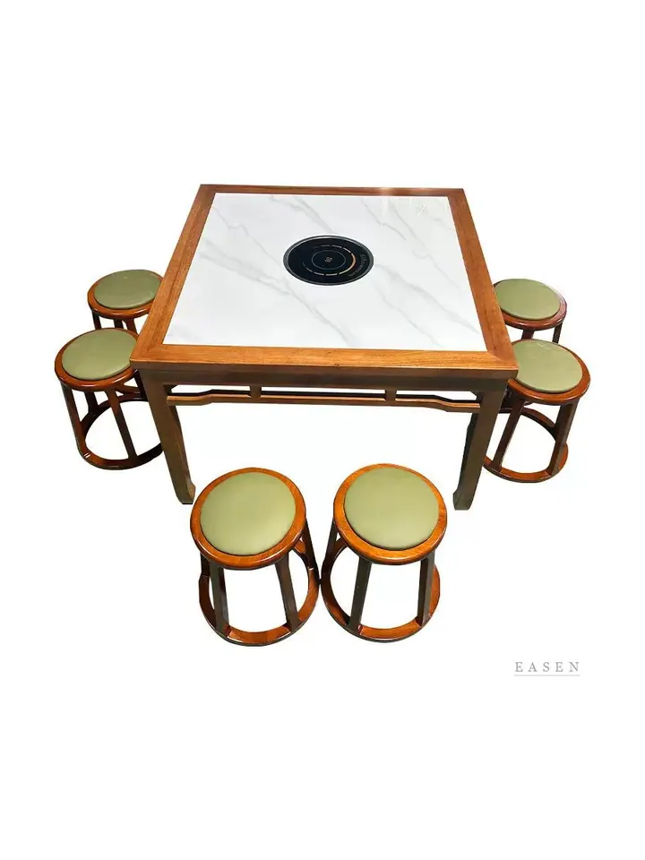 Green-Stool Square Hotpot Set — Restaurant Table