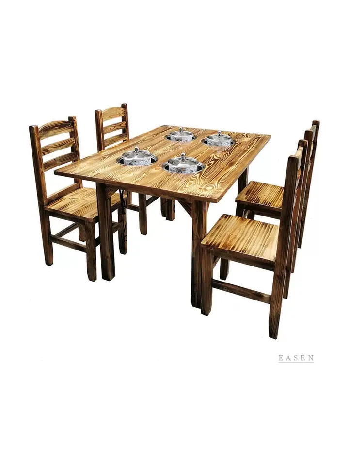 Ladder-Back Four-Burner Hotpot Set — Restaurant Table