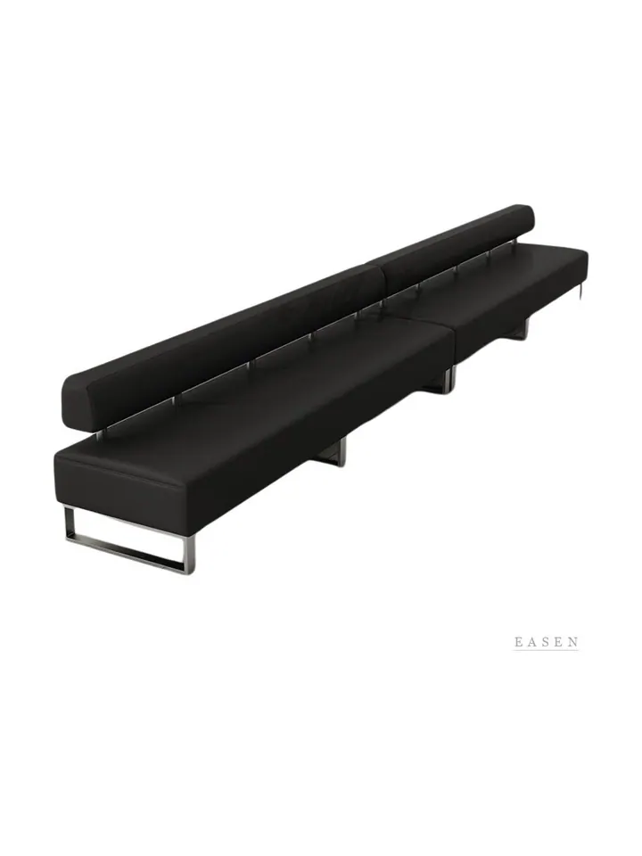 Low-Back Black Leather Bench — Restaurant Chair