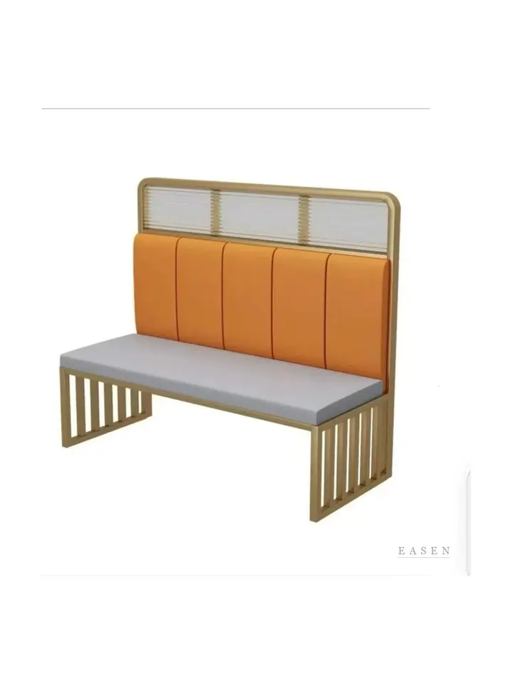 Orange Gold-Frame Mesh-Top Booth — Restaurant Booth seating