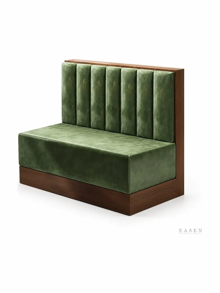 Velvet Channel-Back Wood Booth — 4