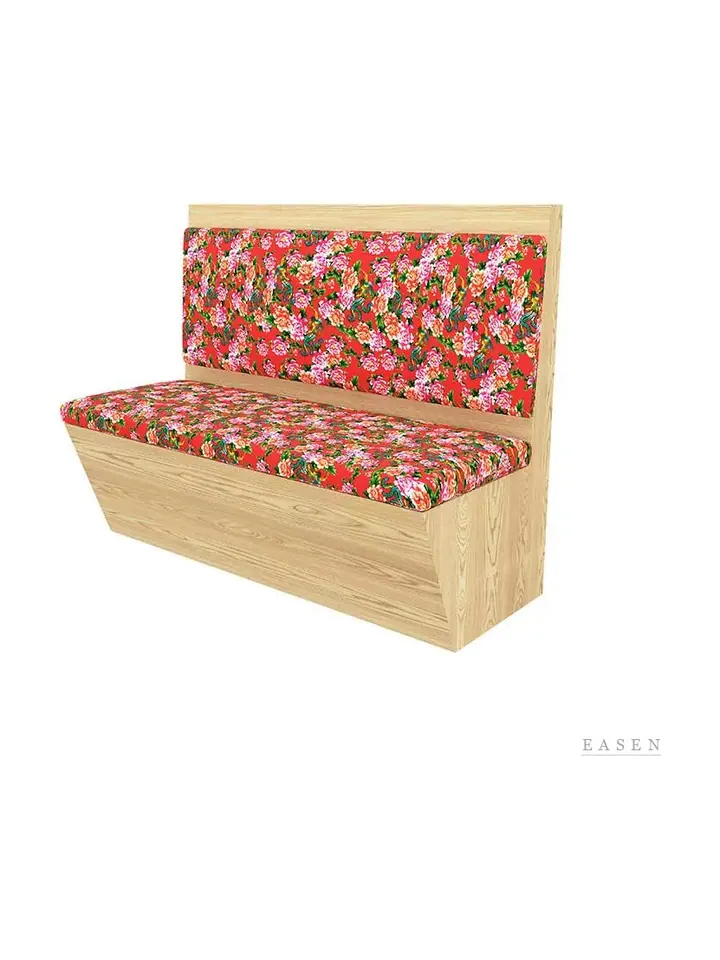 Floral-Fabric Wood Box Booth — Restaurant Booth seating