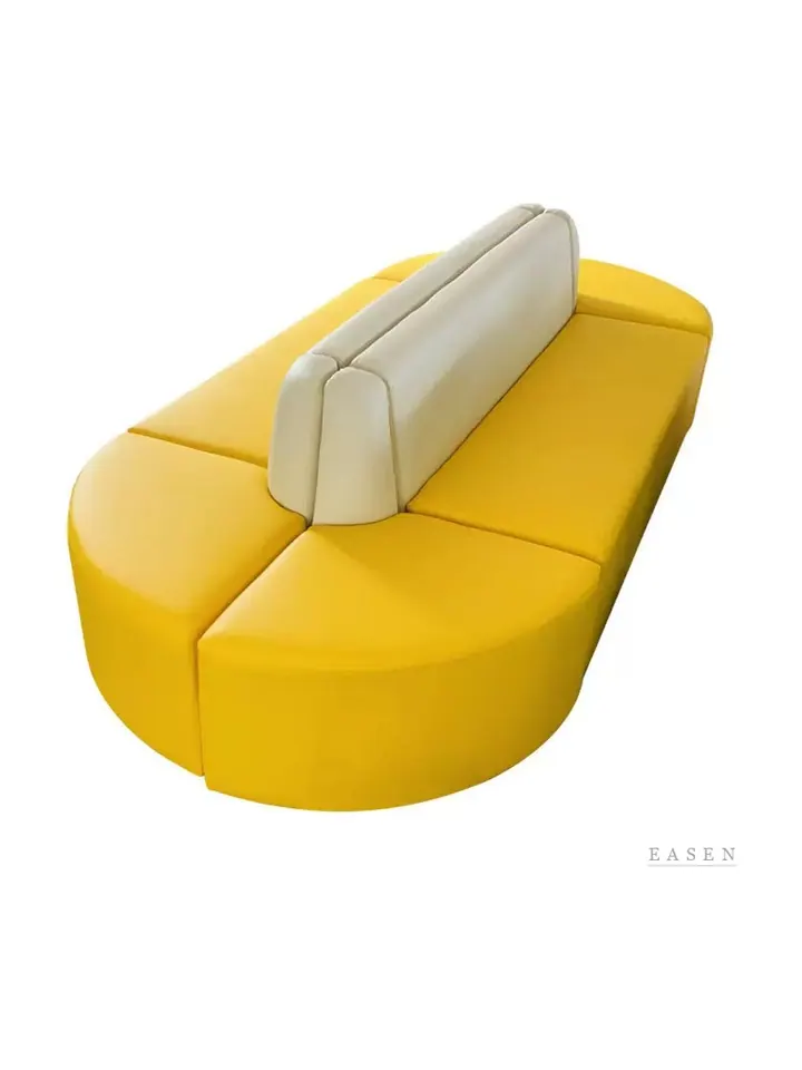 Curved Yellow Island Booth — Restaurant Booth seating