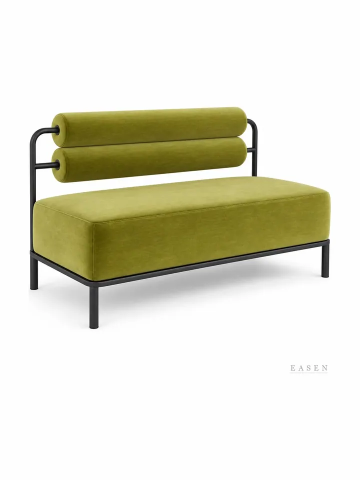 Twin-Bolster Olive Velvet Booth — Restaurant Booth seating