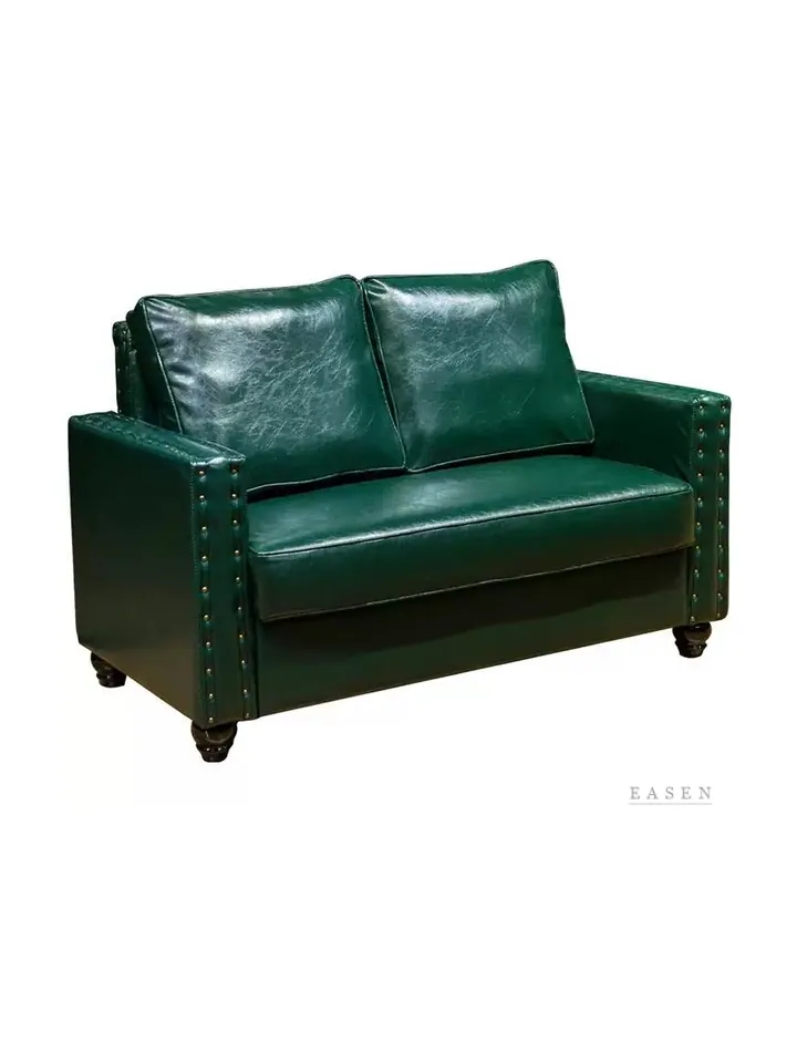 Rolled-Arm Studded Leather Sofa — Restaurant Booth seating