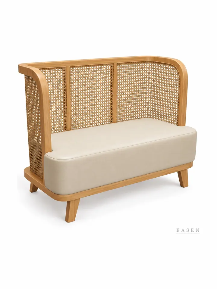 Cane-Wrap Oak-Frame Booth — Restaurant Booth seating