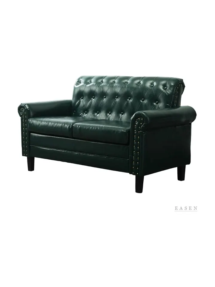 Rolled-Arm Green Tufted Sofa — Restaurant Booth seating