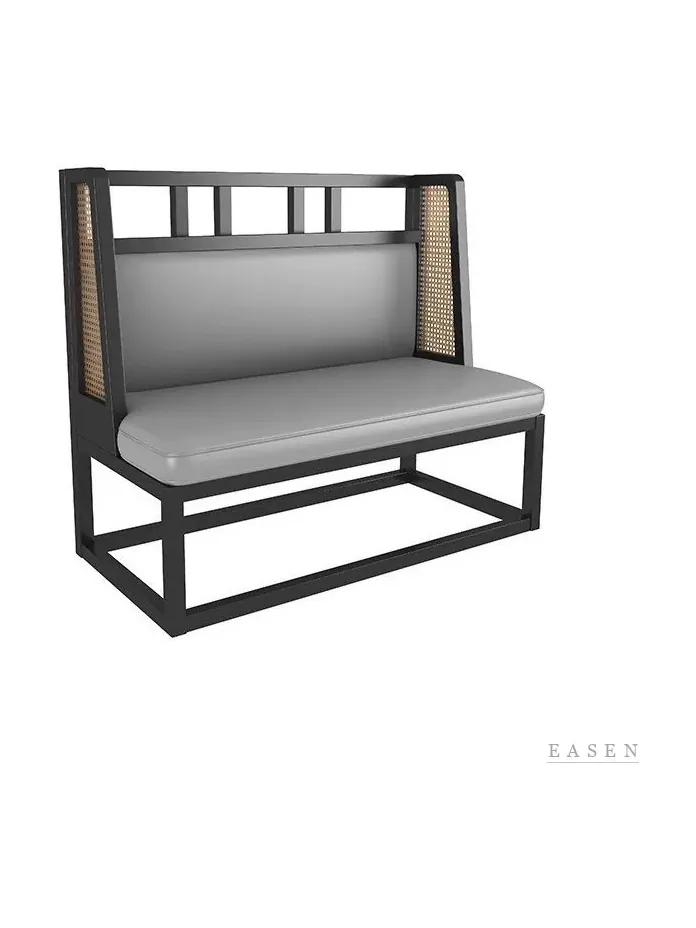 Black-Frame Rattan-Side Booth — Restaurant Booth seating