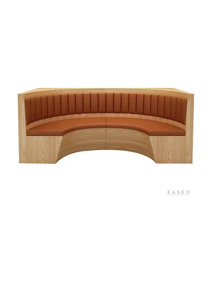 Semicircular Rust-Leather Booth — Restaurant Booth seating