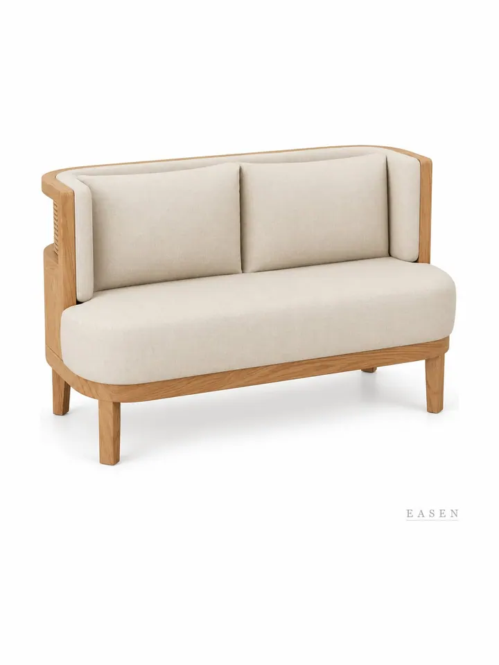 High-Wrap Cream Oak Booth — Restaurant Booth seating