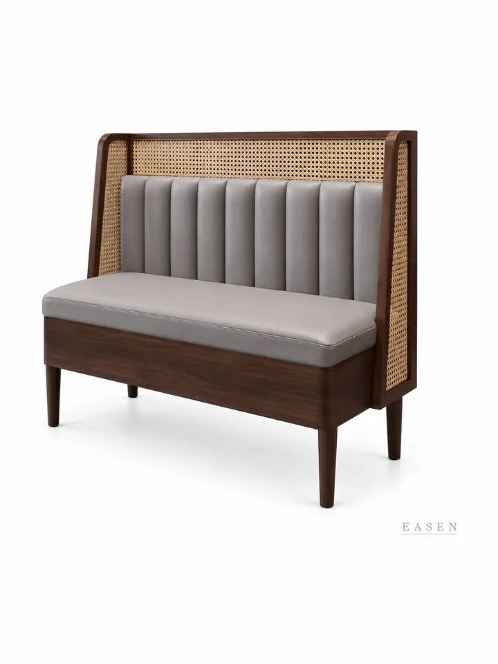 Cane-Side Grey Channel Booth — Restaurant Booth seating
