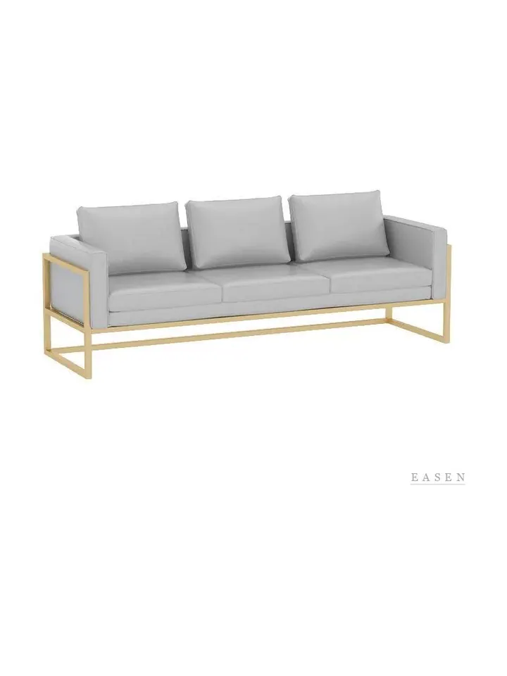 Gold-Frame Grey Sofa — Restaurant Booth seating