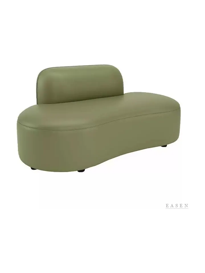 Bean-Shaped Olive Leather Sofa — Restaurant Booth seating