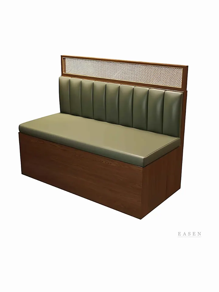 Cane-Top Green Dark-Wood Booth — Restaurant Booth seating