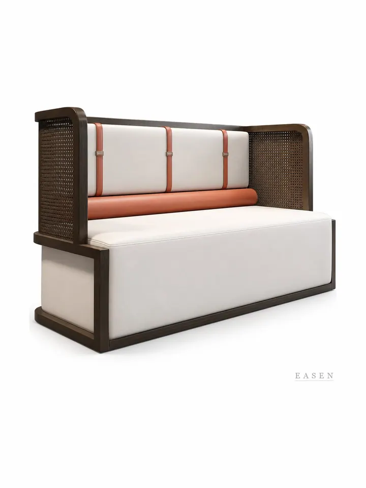 Dark-Rattan Strap Booth — Restaurant Booth seating
