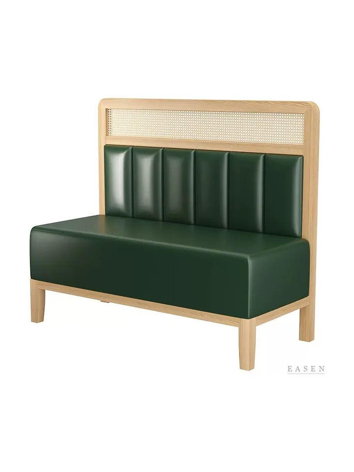 Full Cane-Top Oak Booth — Restaurant Booth seating