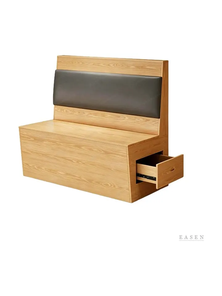 Side-Drawer Oak Box Booth — Restaurant Booth seating
