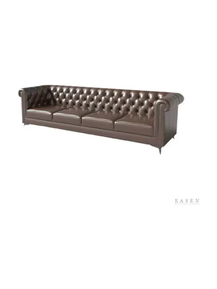 Four-Seat Rolled-Arm Leather Sofa — Restaurant Booth seating