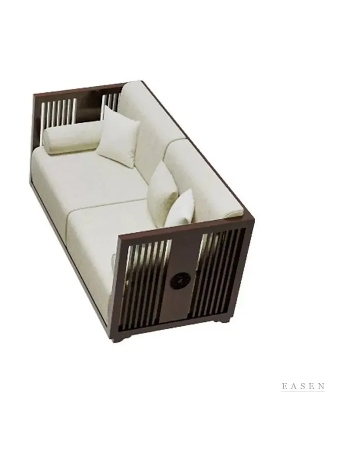 Slatted-Frame Cream Sofa — Restaurant Booth seating