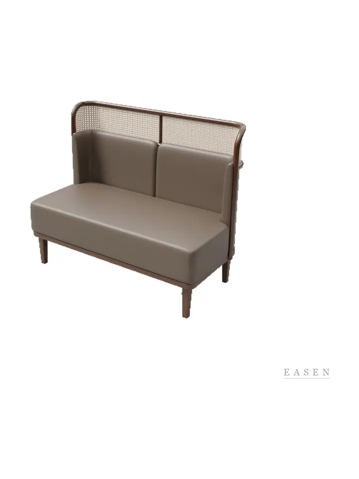 Arched Cane-Top Taupe Booth — Restaurant Booth seating