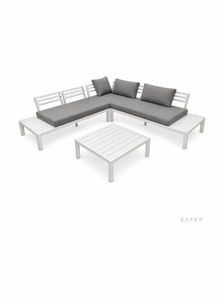 L-Shaped Slatted Lounge Set — Restaurant Table