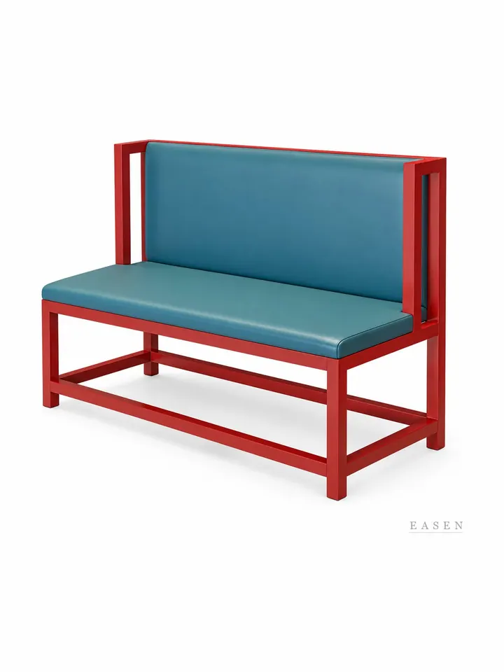Flat-Back Teal Wood-Frame Booth — Restaurant Booth seating