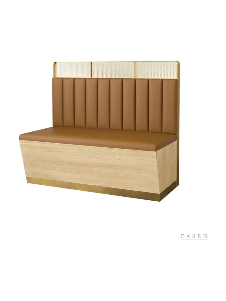Vertical-Tufted Leather Box Booth — Restaurant Booth seating