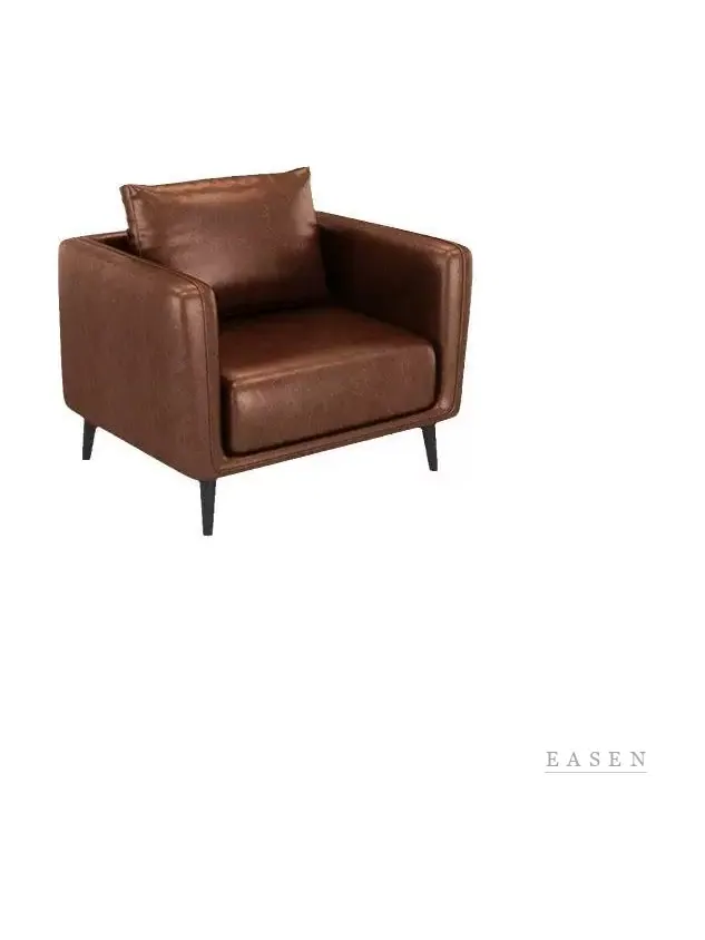 Tapered-Leg Brown Leather Armchair — Restaurant Chair