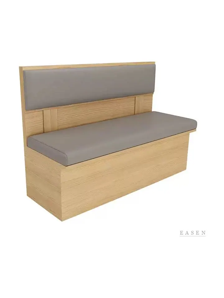 Light-Wood Upholstered Box Booth — Restaurant Booth seating