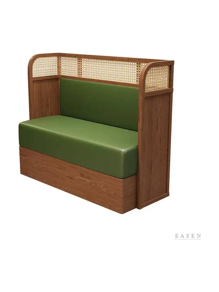 Cane-Top Walnut Panel Booth — Restaurant Booth seating