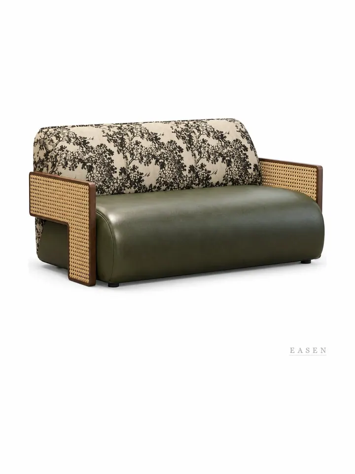 Floral-Back Cane-Side Sofa — Restaurant Booth seating