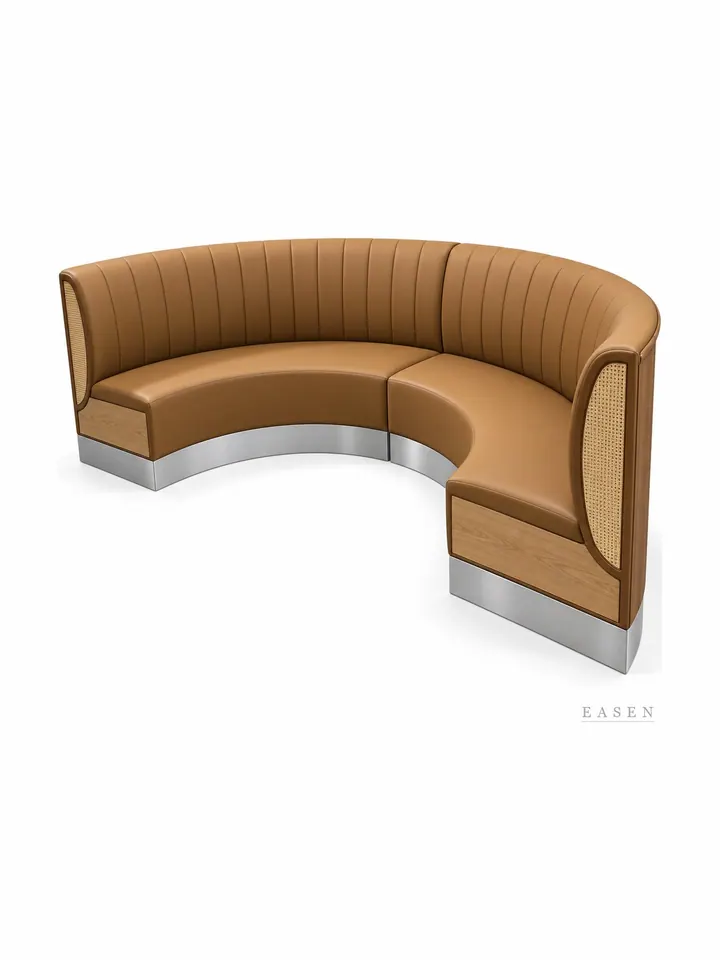 Cane-End Curved Channel Banquette — Restaurant Booth seating