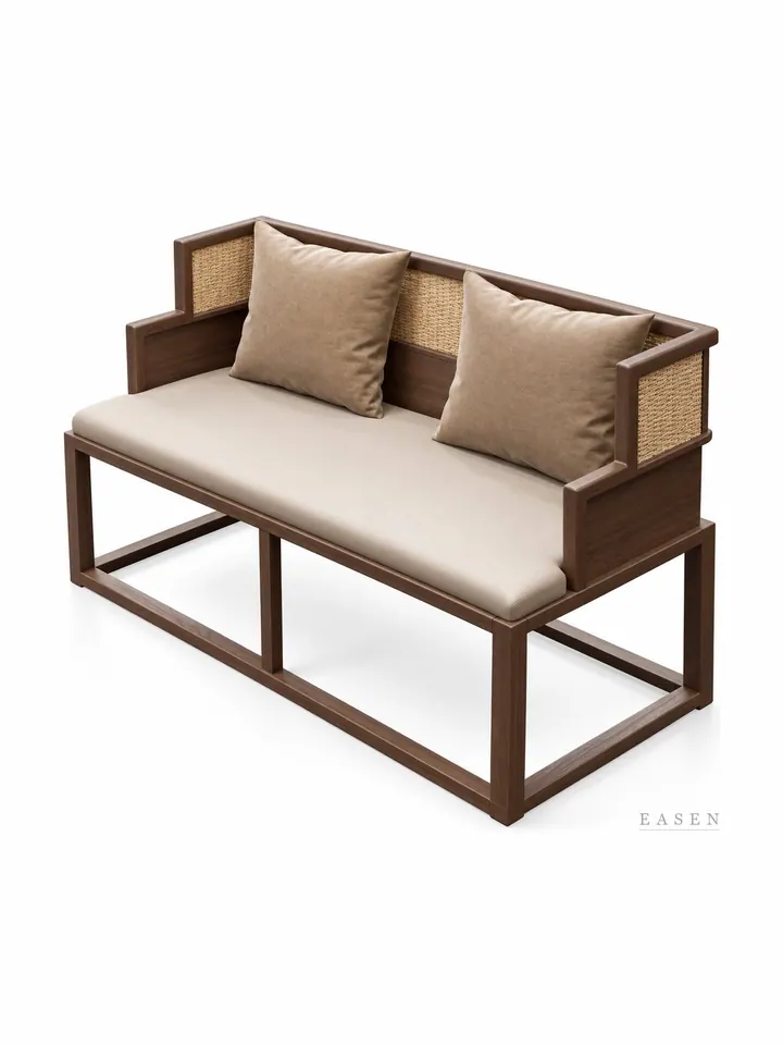 Cane-Panel Wood-Frame Sofa — Restaurant Booth seating
