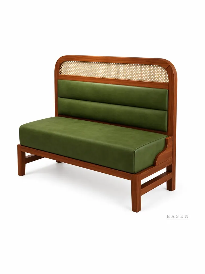 Cane-Arch Green Velvet Booth — Restaurant Booth seating
