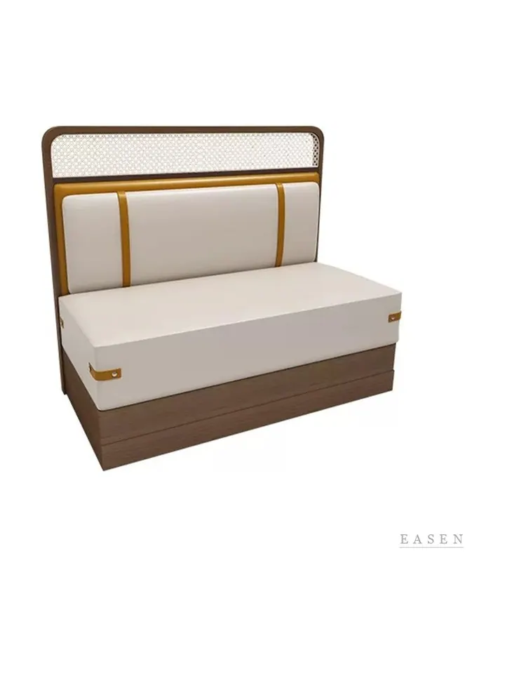 Gold-Piped Cream Cane-Top Booth — Restaurant Booth seating