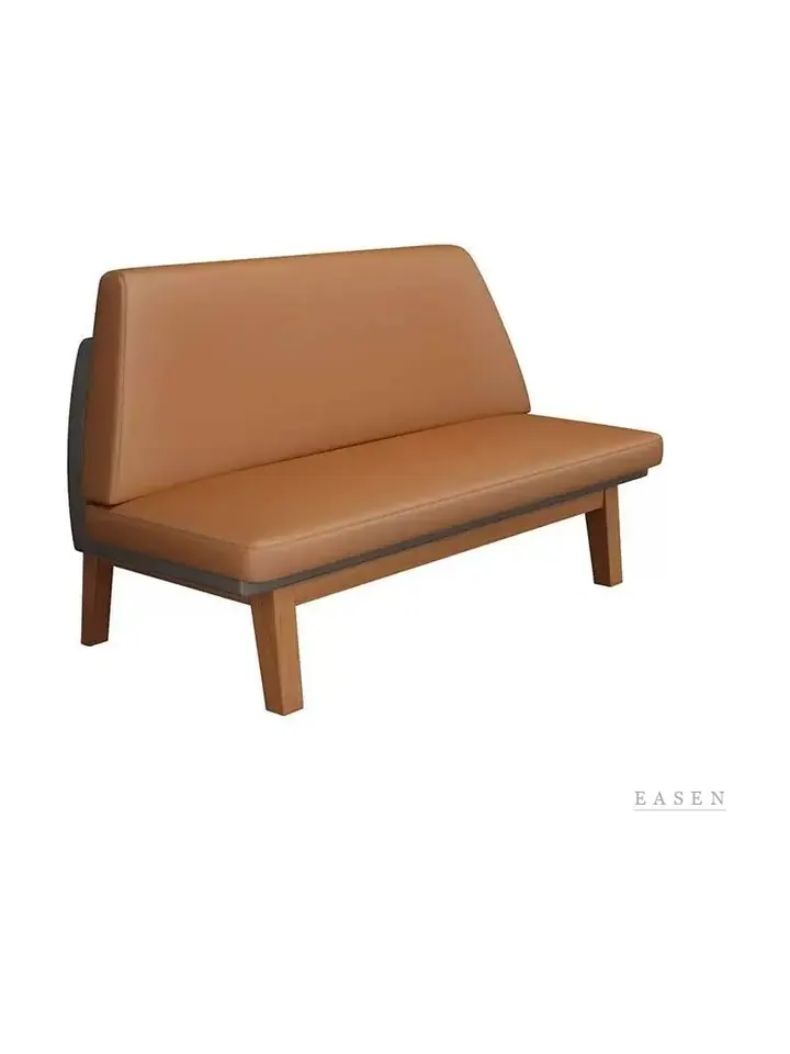Slanted-Back Tan Leather Booth — Restaurant Booth seating