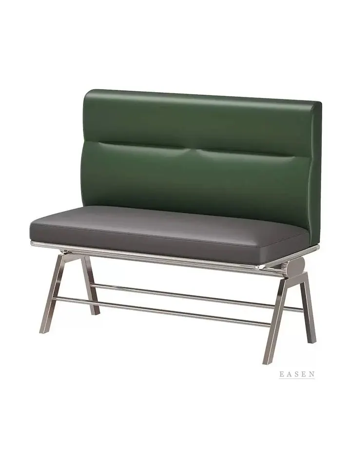 Chrome-Frame Green High-Back Booth — Restaurant Booth seating