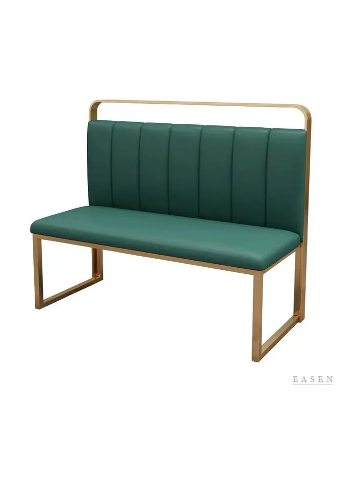 Teal Channel Brass-Sled Booth — Restaurant Booth seating