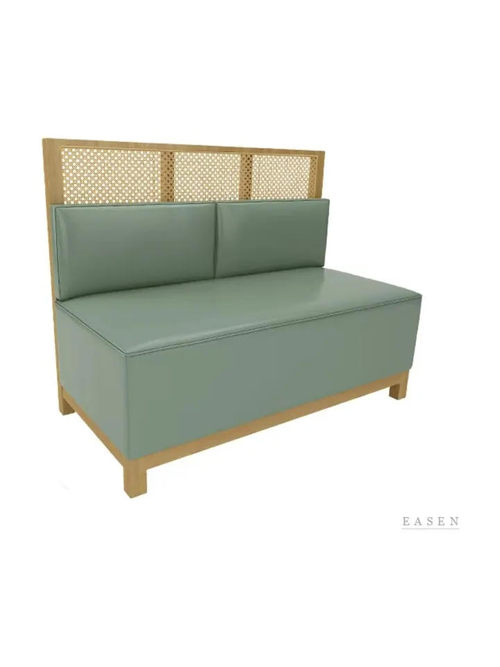 Triple Cane-Panel Sage Booth — Restaurant Booth seating