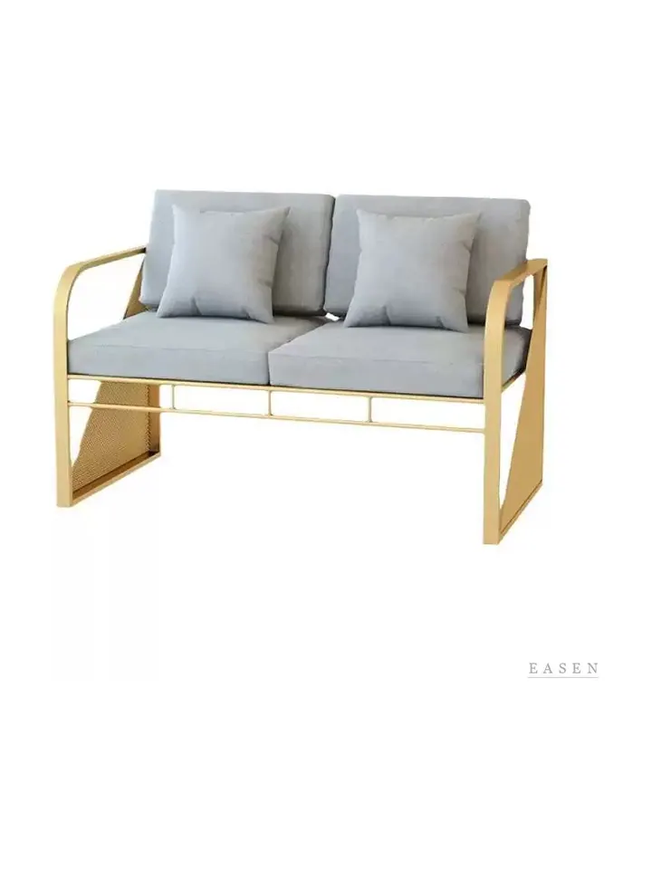 Gold-Frame Grey Two-Seat Sofa — Restaurant Booth seating